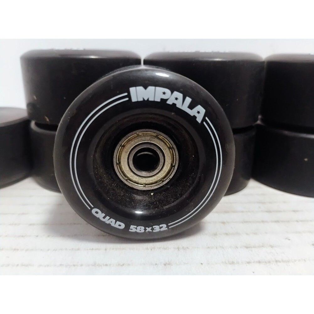 IMPALA QUAD 58X32 REPLACEMENT ROLLER SKATE WHEELS BLACK 2 SETS OF 4 USED ONCE